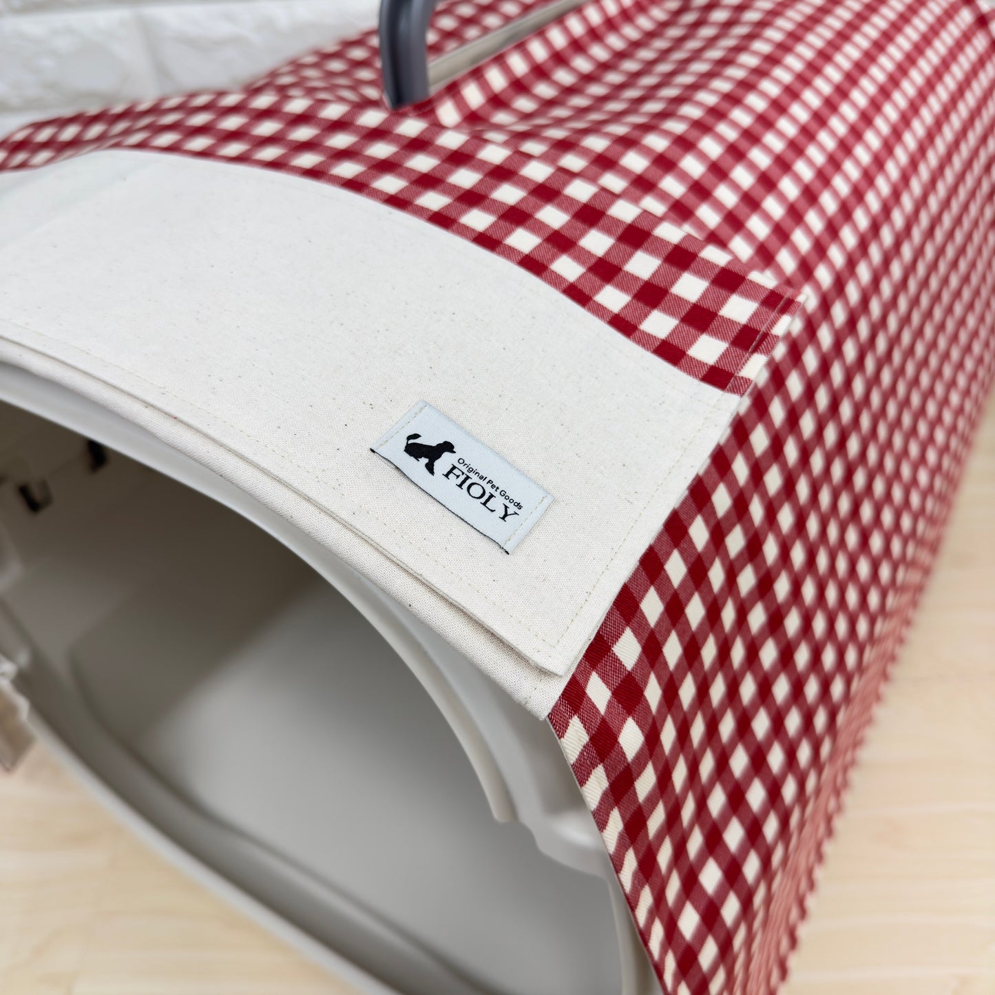 【送料無料】Mサイズ　犬猫用クレートカバー｜スポッとかぶせるやさしい目隠しカバー　ギンガムチェック柄