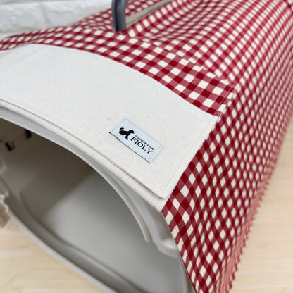 【送料無料】Mサイズ　犬猫用クレートカバー｜スポッとかぶせるやさしい目隠しカバー　ギンガムチェック柄