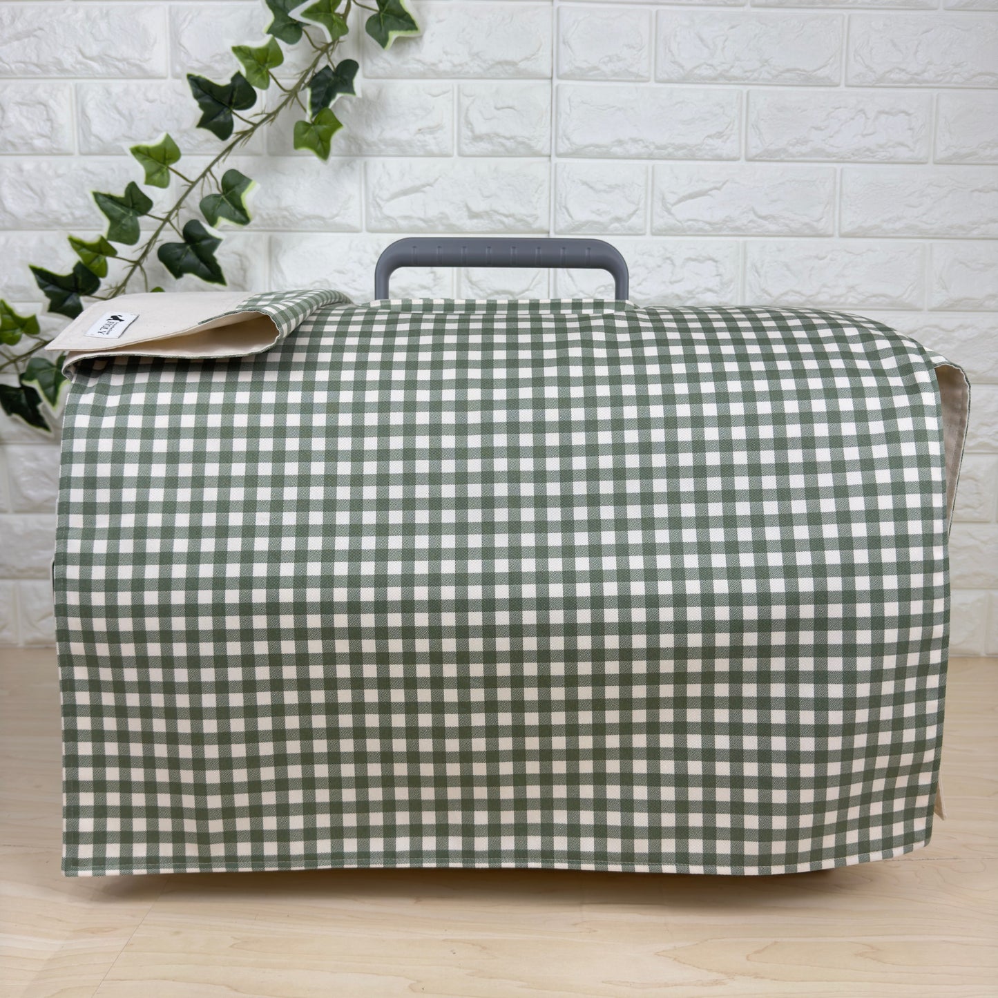 【送料無料】Mサイズ　犬猫用クレートカバー｜スポッとかぶせるやさしい目隠しカバー　ギンガムチェック柄