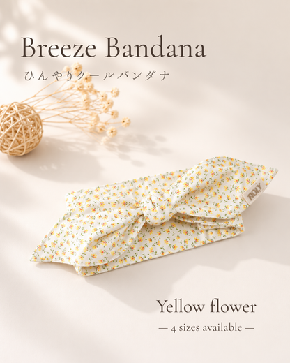 Breeze Bandana － ひんやりクールバンダナ － Yellow flower ｜ 送料無料 ｜ 4サイズ展開（XS/S/M/L）