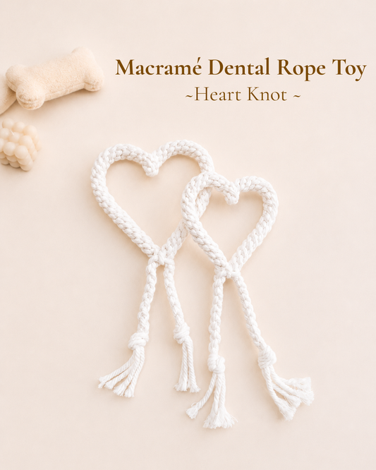 Macramé Dental Rope Toy - マクラメデンタルロープトイ - Heart Knot｜送料無料｜2サイズ展開（S・M）