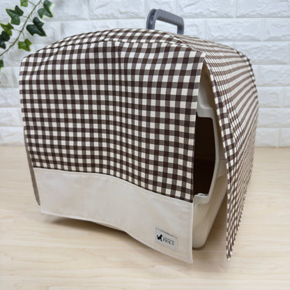 【送料無料】Mサイズ　犬猫用クレートカバー｜スポッとかぶせるやさしい目隠しカバー　ギンガムチェック柄