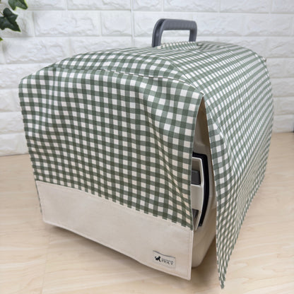 【送料無料】Mサイズ　犬猫用クレートカバー｜スポッとかぶせるやさしい目隠しカバー　ギンガムチェック柄