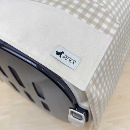 【送料無料】Mサイズ　犬猫用クレートカバー｜スポッとかぶせるやさしい目隠しカバー　ギンガムチェック柄