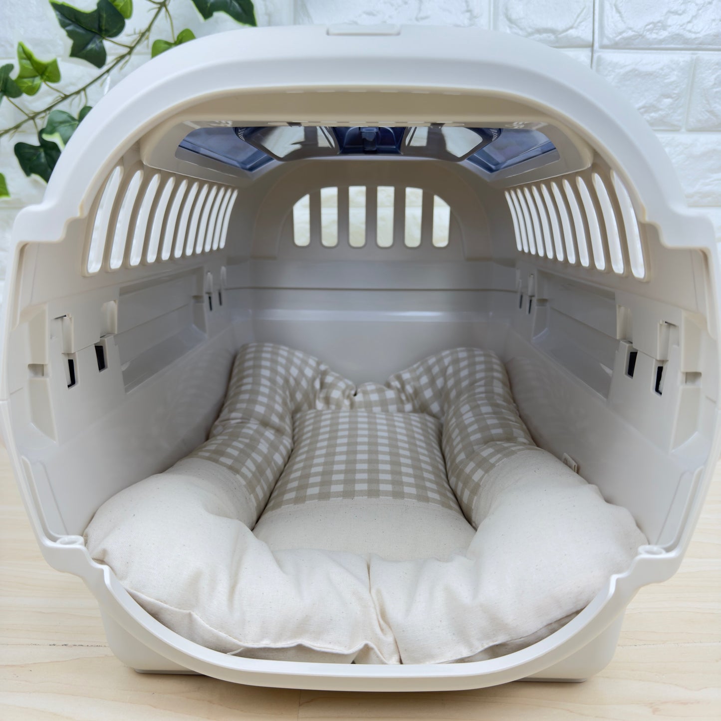 【送料無料】犬猫用 クレートマット Sサイズ｜キャリー・おでかけにも便利　ハーフギンガムチェック柄