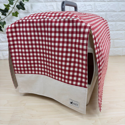 【送料無料】Mサイズ　犬猫用クレートカバー｜スポッとかぶせるやさしい目隠しカバー　ギンガムチェック柄