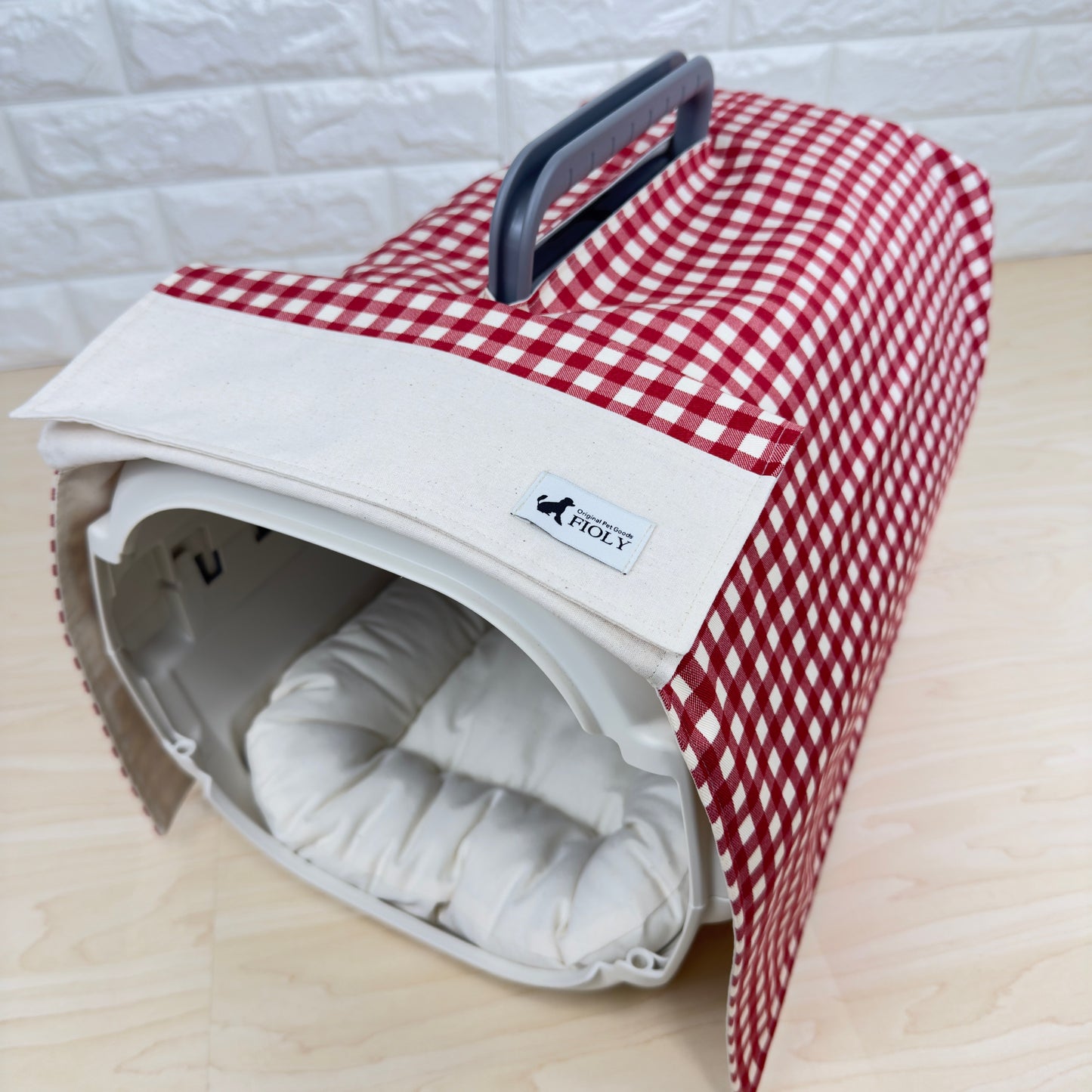 【送料無料】Sサイズ 犬猫用クレートカバー｜スポッとかぶせるやさしい目隠しカバー　ギンガムチェック柄