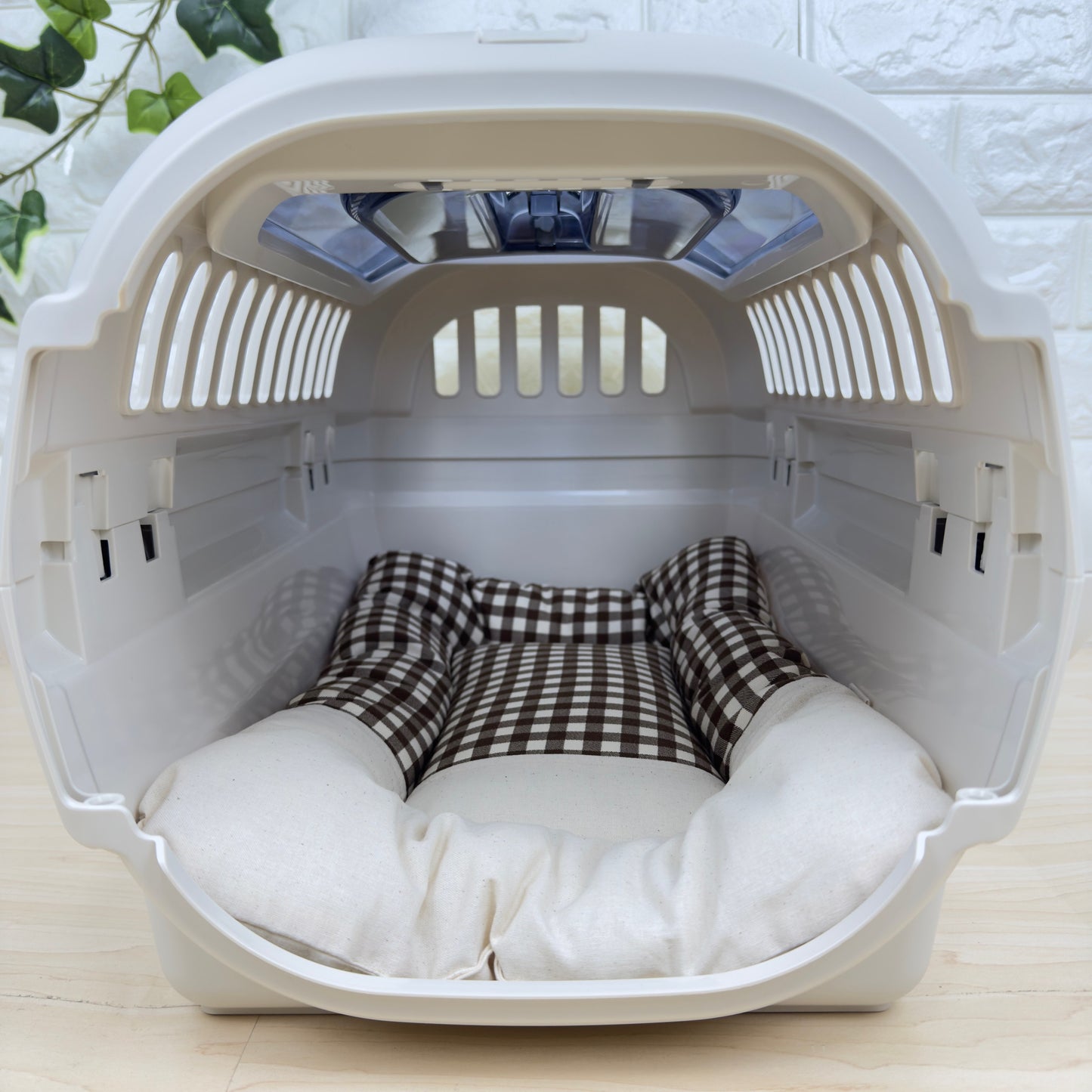 【送料無料】犬猫用 クレートマット Sサイズ｜キャリー・おでかけにも便利　ハーフギンガムチェック柄