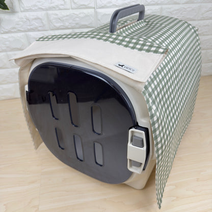 【送料無料】Mサイズ　犬猫用クレートカバー｜スポッとかぶせるやさしい目隠しカバー　ギンガムチェック柄