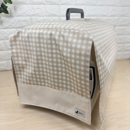 【送料無料】Mサイズ　犬猫用クレートカバー｜スポッとかぶせるやさしい目隠しカバー　ギンガムチェック柄