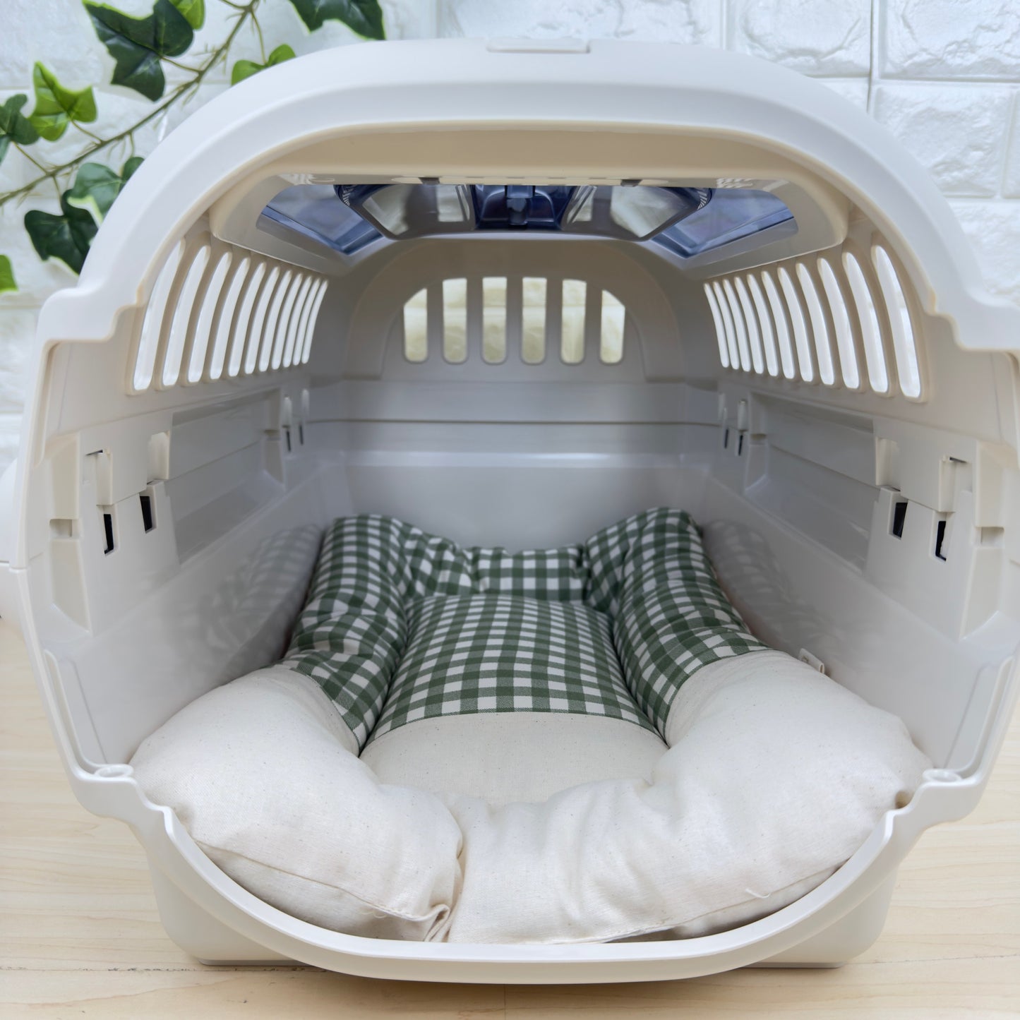 【送料無料】犬猫用 クレートマット Sサイズ｜キャリー・おでかけにも便利　ハーフギンガムチェック柄