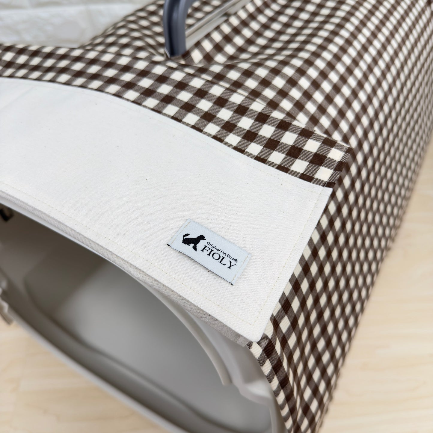 【送料無料】Mサイズ　犬猫用クレートカバー｜スポッとかぶせるやさしい目隠しカバー　ギンガムチェック柄