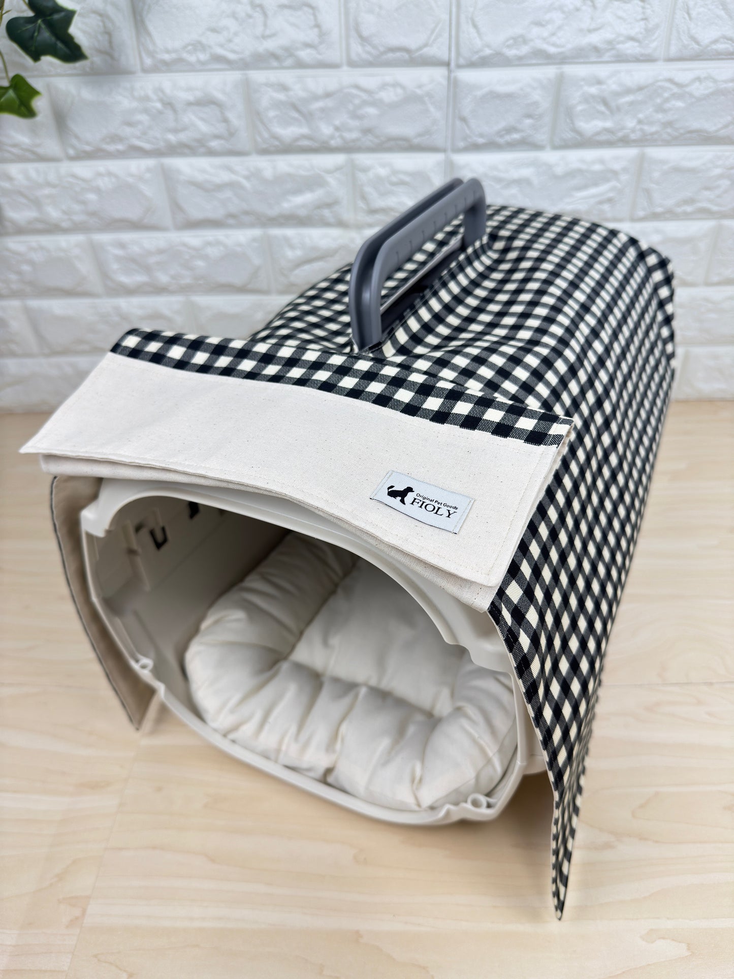 【送料無料】Sサイズ 犬猫用クレートカバー｜スポッとかぶせるやさしい目隠しカバー　ギンガムチェック柄