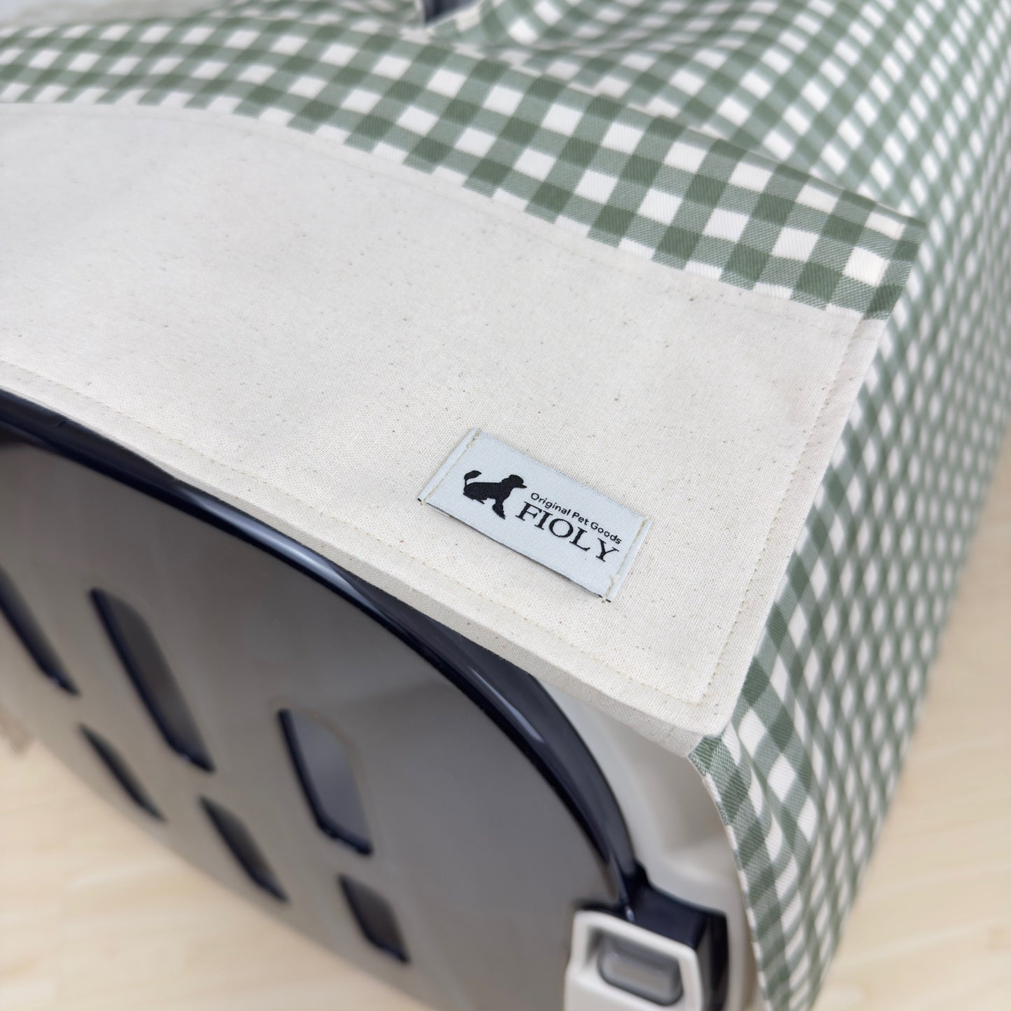 【送料無料】Mサイズ　犬猫用クレートカバー｜スポッとかぶせるやさしい目隠しカバー　ギンガムチェック柄