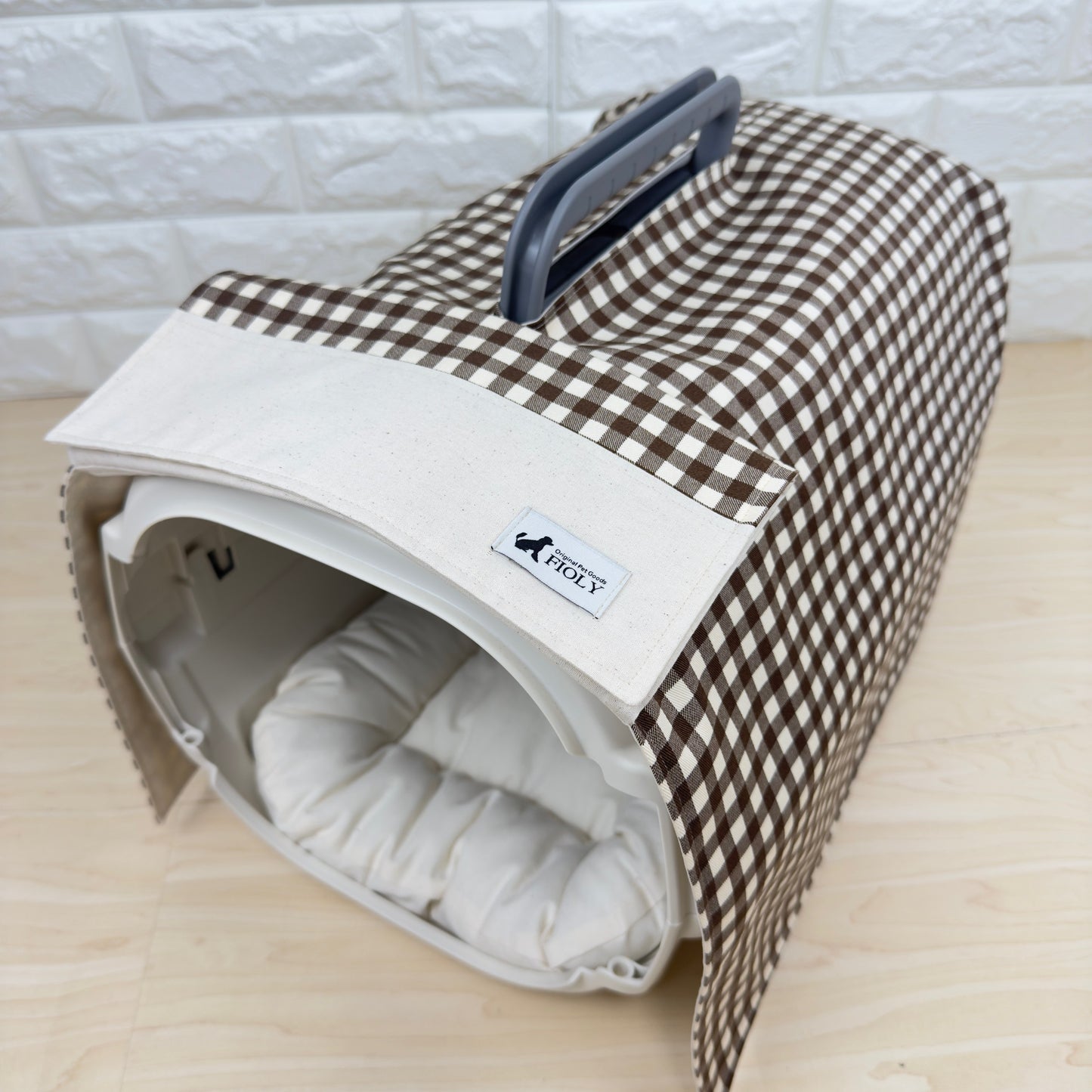 【送料無料】Sサイズ 犬猫用クレートカバー｜スポッとかぶせるやさしい目隠しカバー　ギンガムチェック柄