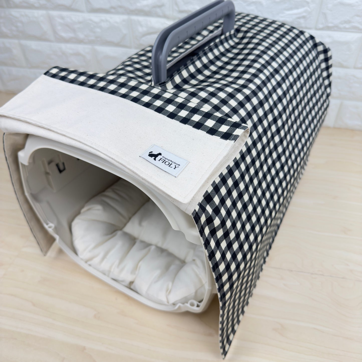 【送料無料】Sサイズ 犬猫用クレートカバー｜スポッとかぶせるやさしい目隠しカバー　ギンガムチェック柄