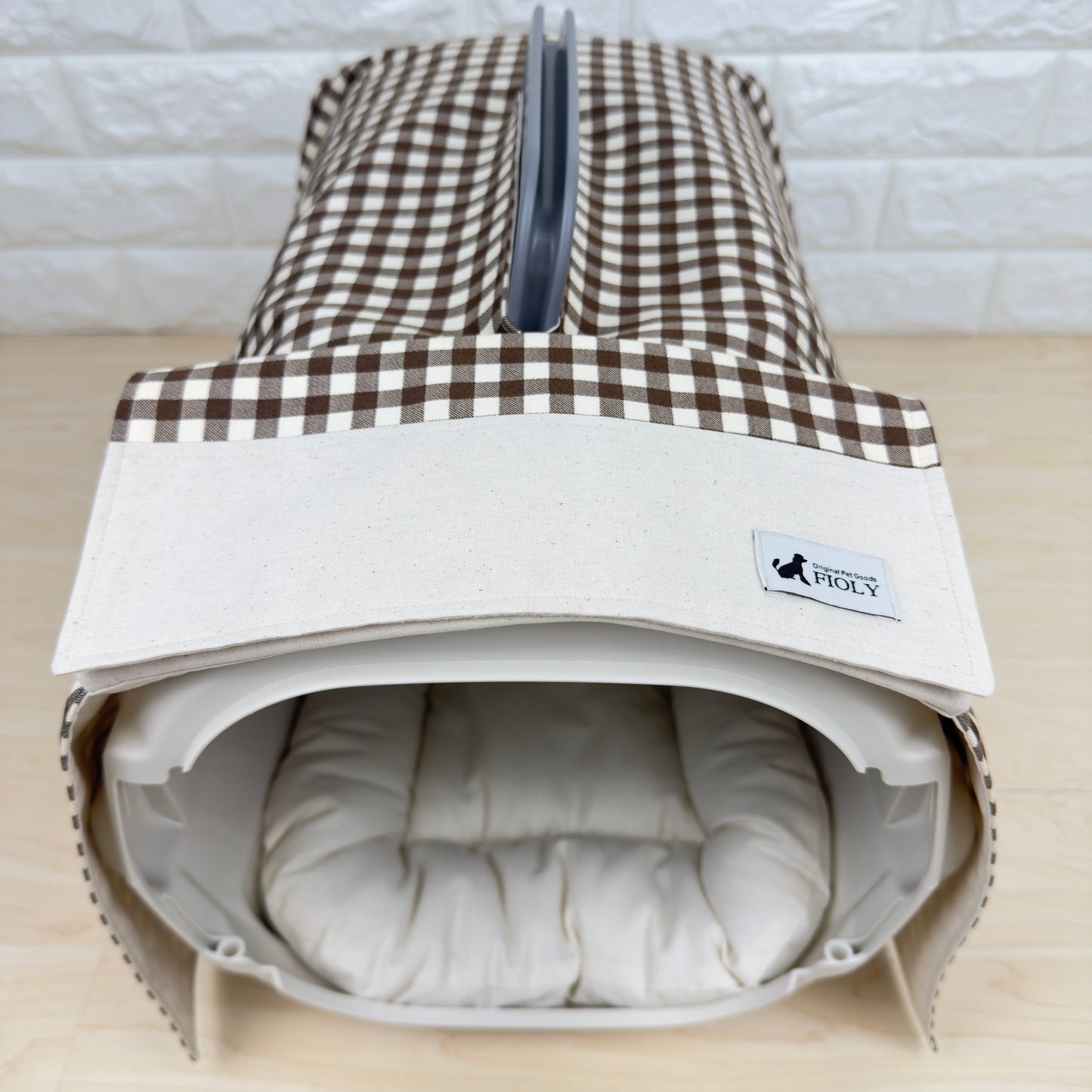 【送料無料】Sサイズ 犬猫用クレートカバー｜スポッとかぶせるやさしい目隠しカバー　ギンガムチェック柄