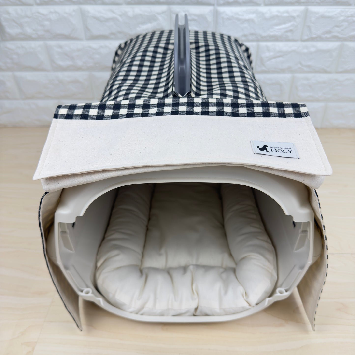 【送料無料】Sサイズ 犬猫用クレートカバー｜スポッとかぶせるやさしい目隠しカバー　ギンガムチェック柄