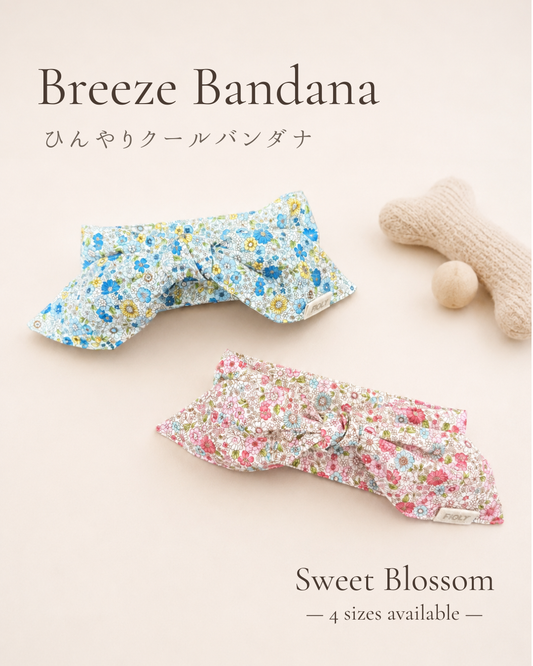 Breeze Bandana - ひんやりクールバンダナ - Sweet Blossom【2色展開 / Pink・Blue】｜送料無料｜4サイズ展開（XS・S・M・L）