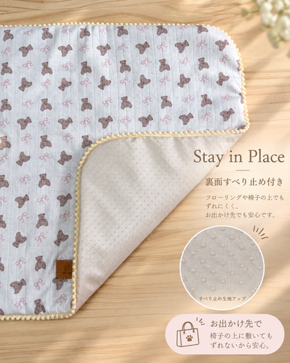 Teddy Ribbon Cafe Mat｜くまとリボンのカフェマット｜送料無料