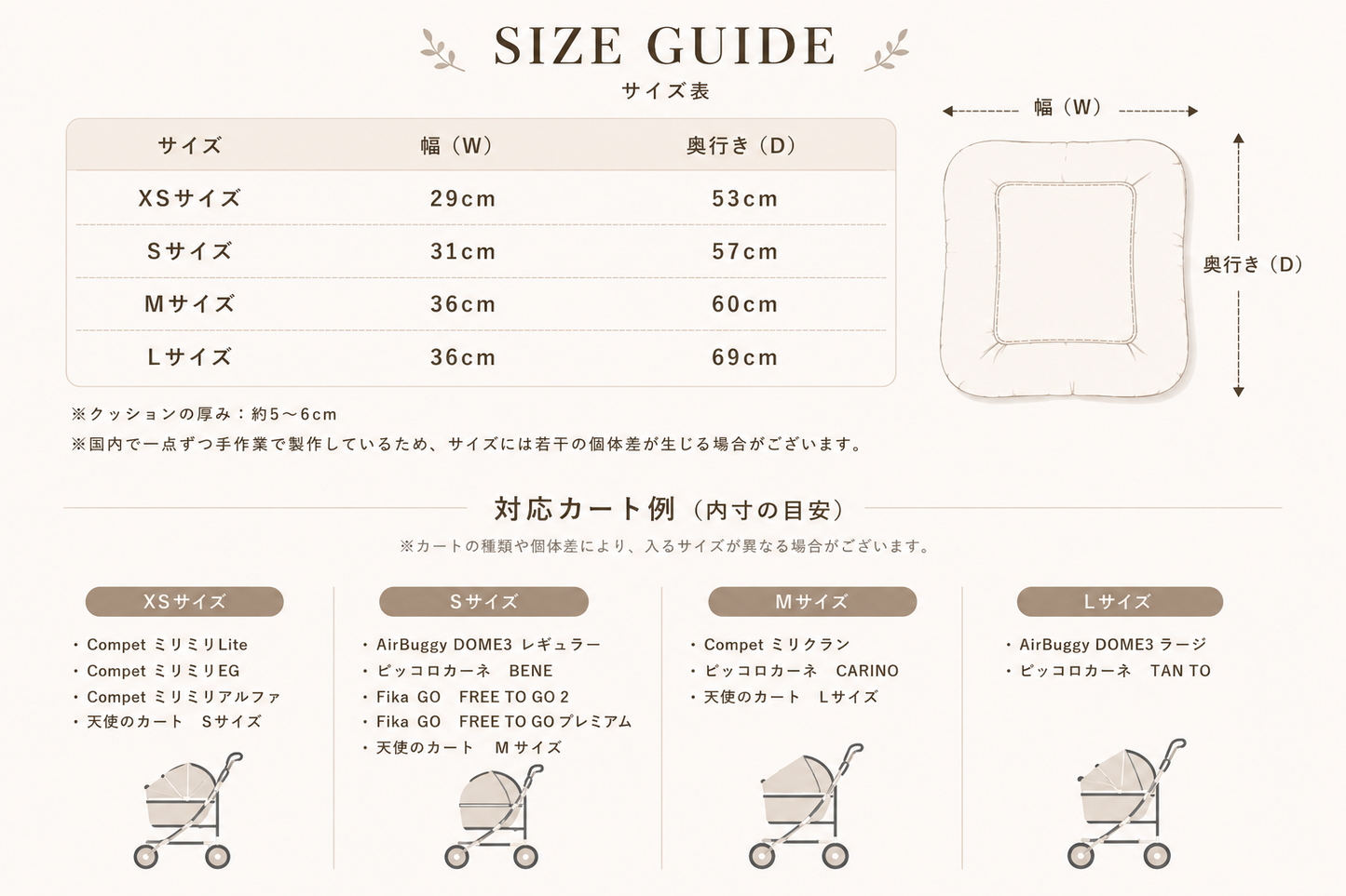 Mini Cherry Cart Cushion｜ペットカートクッション｜コットン100％｜4サイズ展開｜送料無料