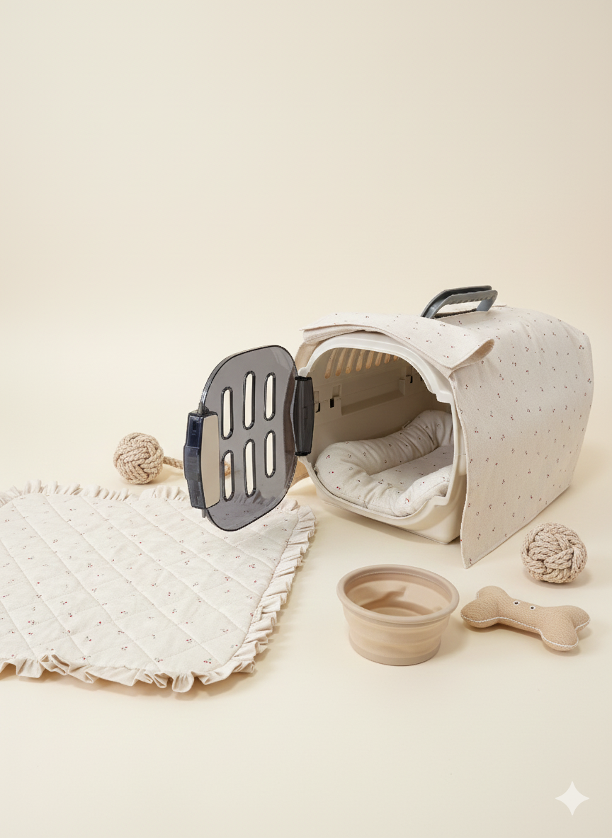 FIOLY 犬用カフェマット　Mini Ribbon｜綿100％・洗濯OK｜フリルあり／なし｜送料無料