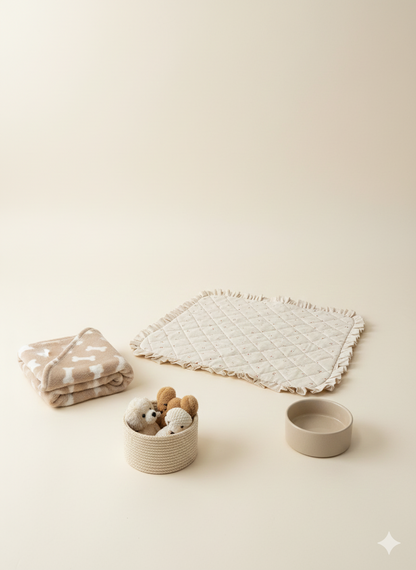 FIOLY 犬用カフェマット　Mini Ribbon｜綿100％・洗濯OK｜フリルあり／なし｜送料無料