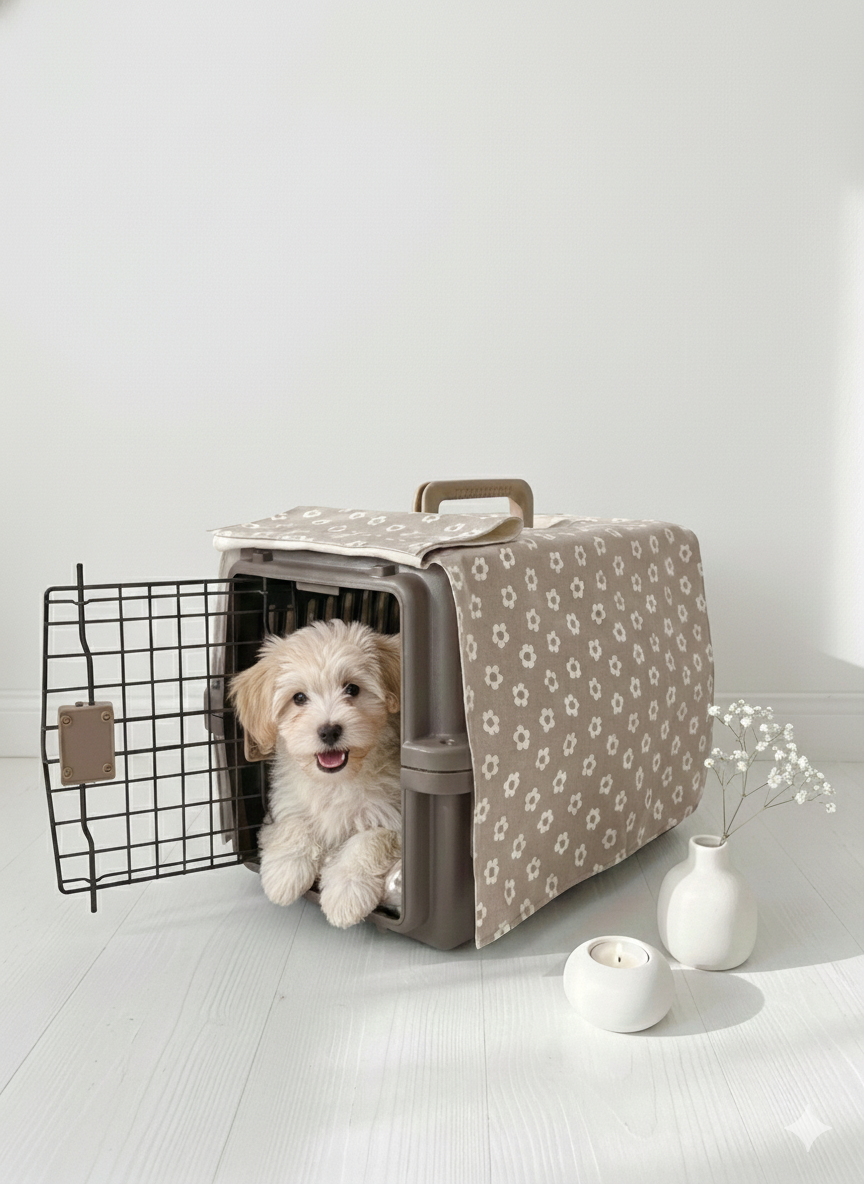 【送料無料】犬・猫用 クレートカバー｜かぶせるだけで落ち着く安心空間｜綿100％・全３色　4サイズ展開｜FIOLY　小花柄