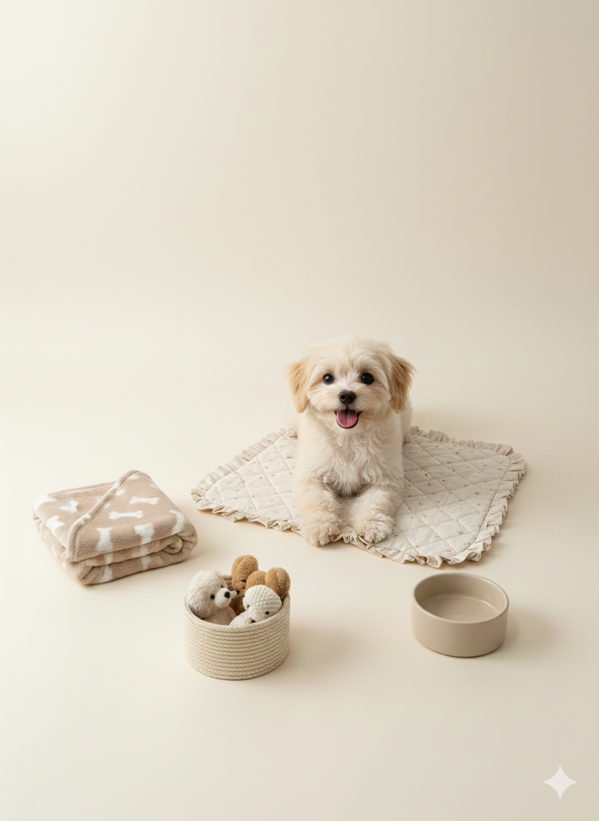 FIOLY 犬用カフェマット　Mini Ribbon｜綿100％・洗濯OK｜フリルあり／なし｜送料無料