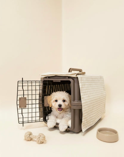 FIOLY クレートマット 犬 猫 用｜送料無料｜洗える 綿100％｜全５色 4サイズ展開｜通院・移動・ハウス用　ギンガムチェック柄