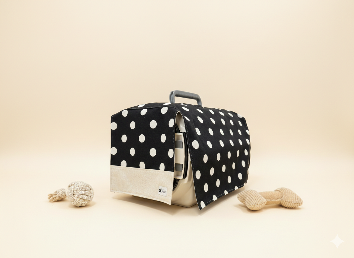 【送料無料】犬・猫用 クレートカバー｜かぶせるだけで落ち着く安心空間｜綿100％・全５色　4サイズ展開｜FIOLY　ドット柄（切り返し有）