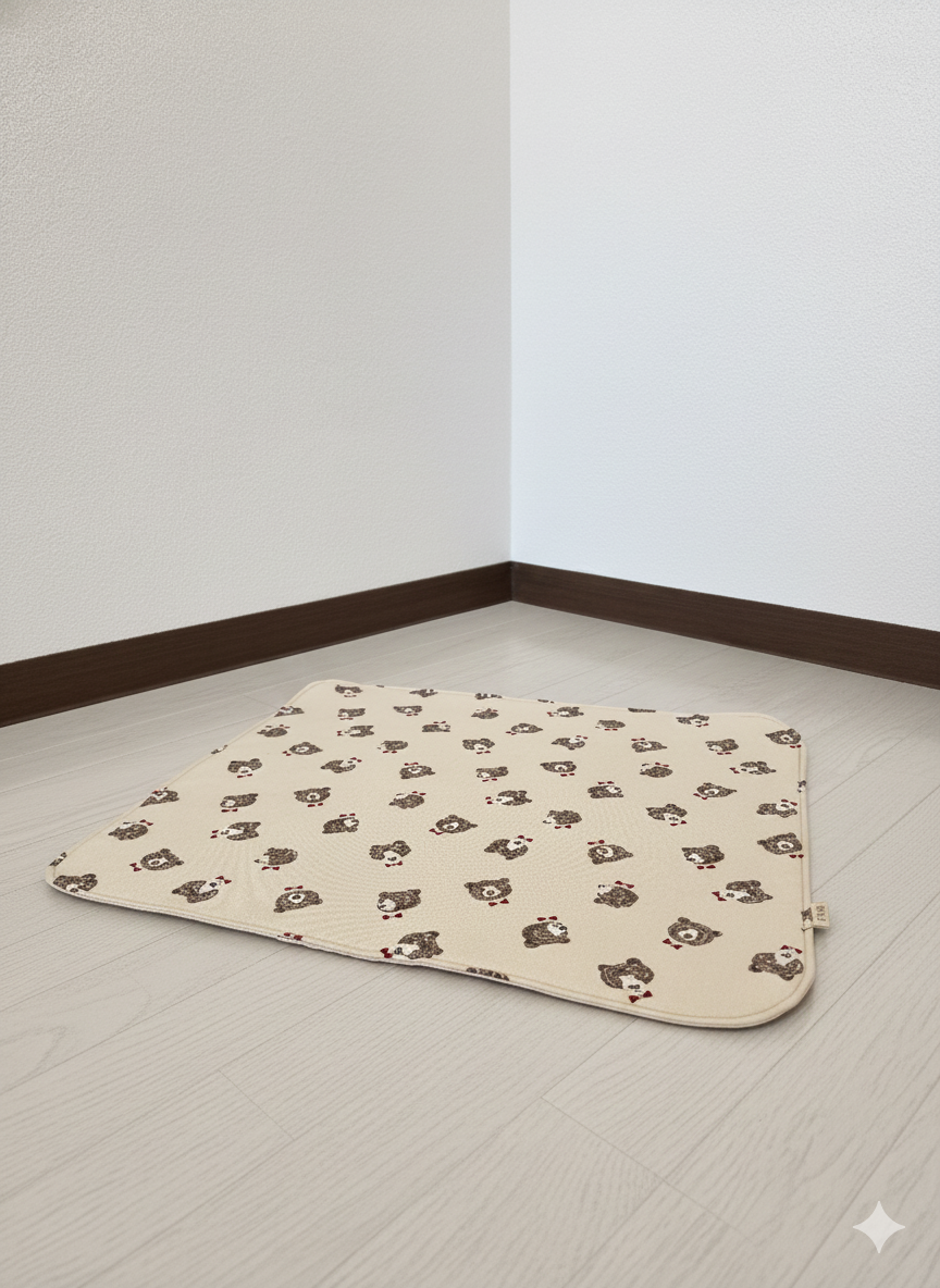 FIOLY 犬用カフェマット　くまさん柄｜綿100％・洗濯OK｜フリルあり／なし｜送料無料