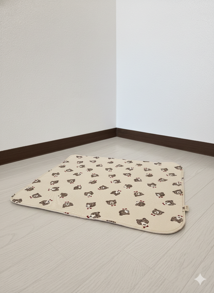 FIOLY 犬用カフェマット　くまさん柄｜綿100％・洗濯OK｜フリルあり／なし｜送料無料