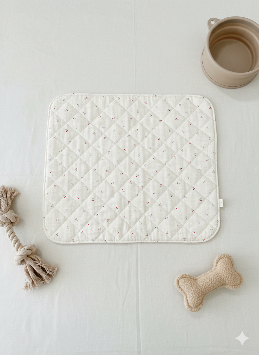 FIOLY 犬用カフェマット　Mini Ribbon｜綿100％・洗濯OK｜フリルあり／なし｜送料無料