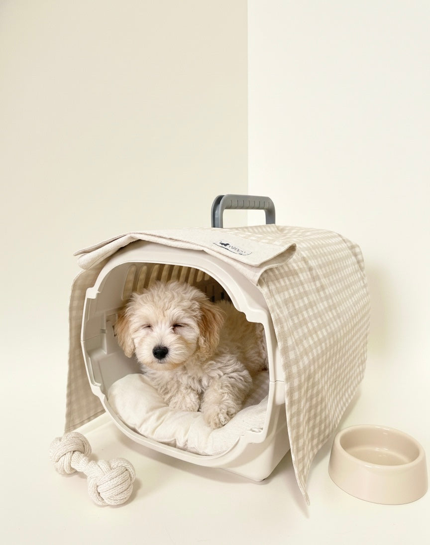 FIOLY クレートマット 犬 猫 用｜送料無料｜洗える 綿100％｜全５色 4サイズ展開｜通院・移動・ハウス用　ギンガムチェック柄