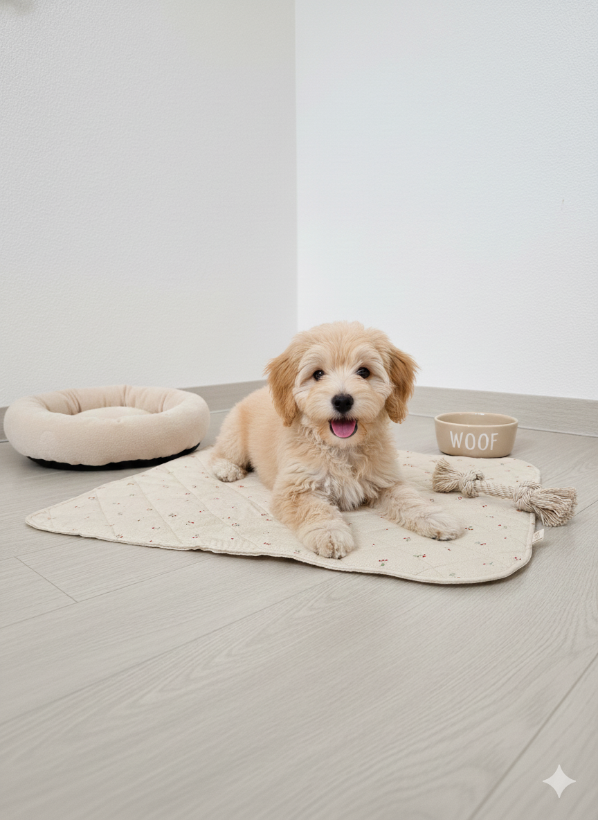 FIOLY 犬用カフェマット　Mini Ribbon｜綿100％・洗濯OK｜フリルあり／なし｜送料無料