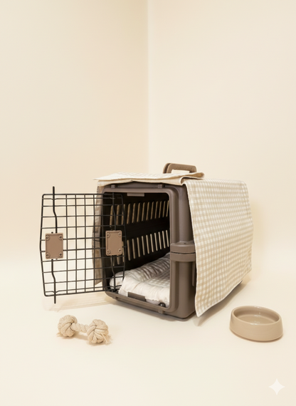 【送料無料】犬・猫用 クレートカバー｜かぶせるだけで落ち着く安心空間｜綿100％・全５色　4サイズ展開｜FIOLY　ギンガムチェック柄