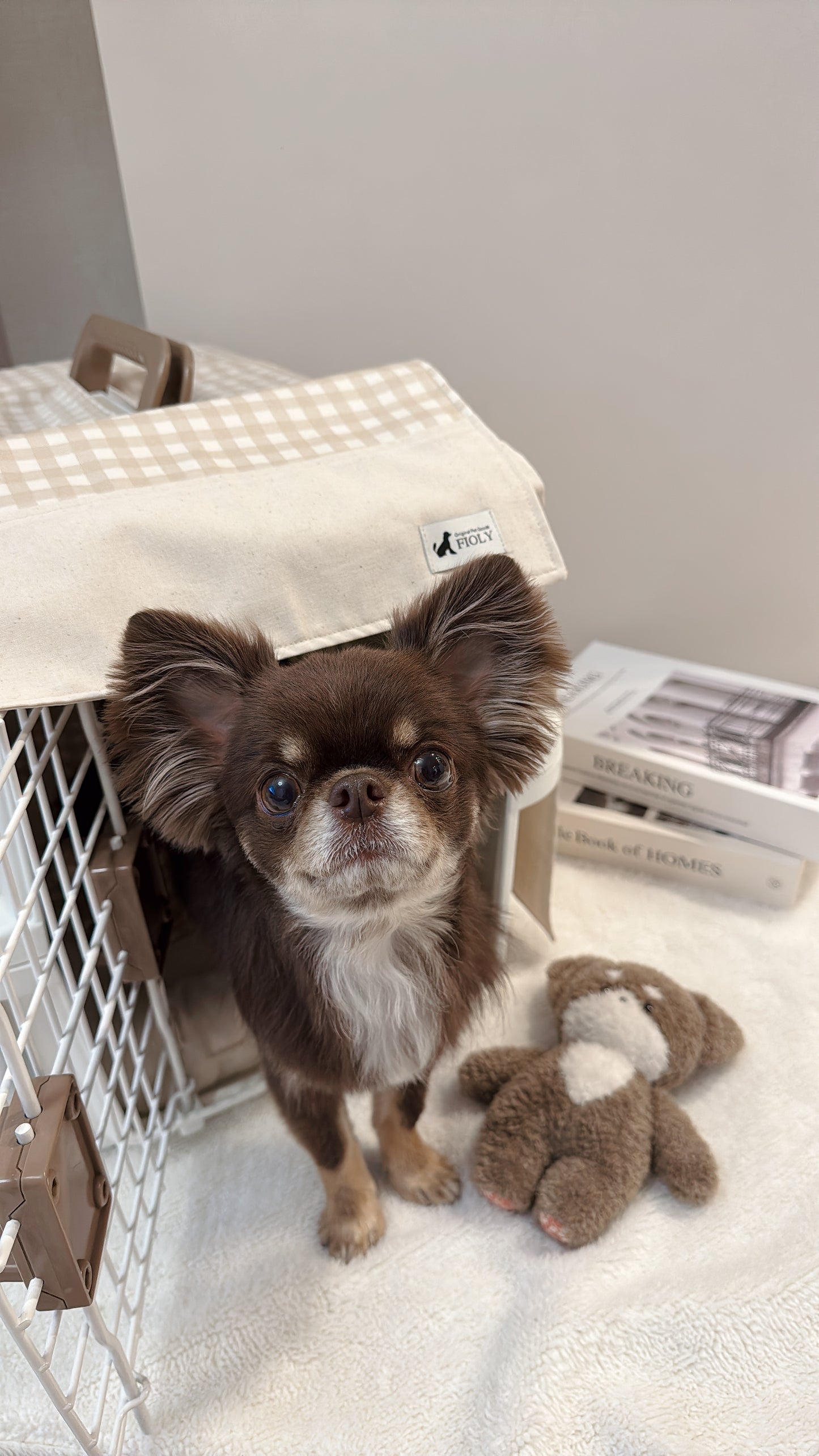 【送料無料】犬・猫用 クレートカバー｜かぶせるだけで落ち着く安心空間｜綿100％・全５色　4サイズ展開｜FIOLY　ギンガムチェック柄