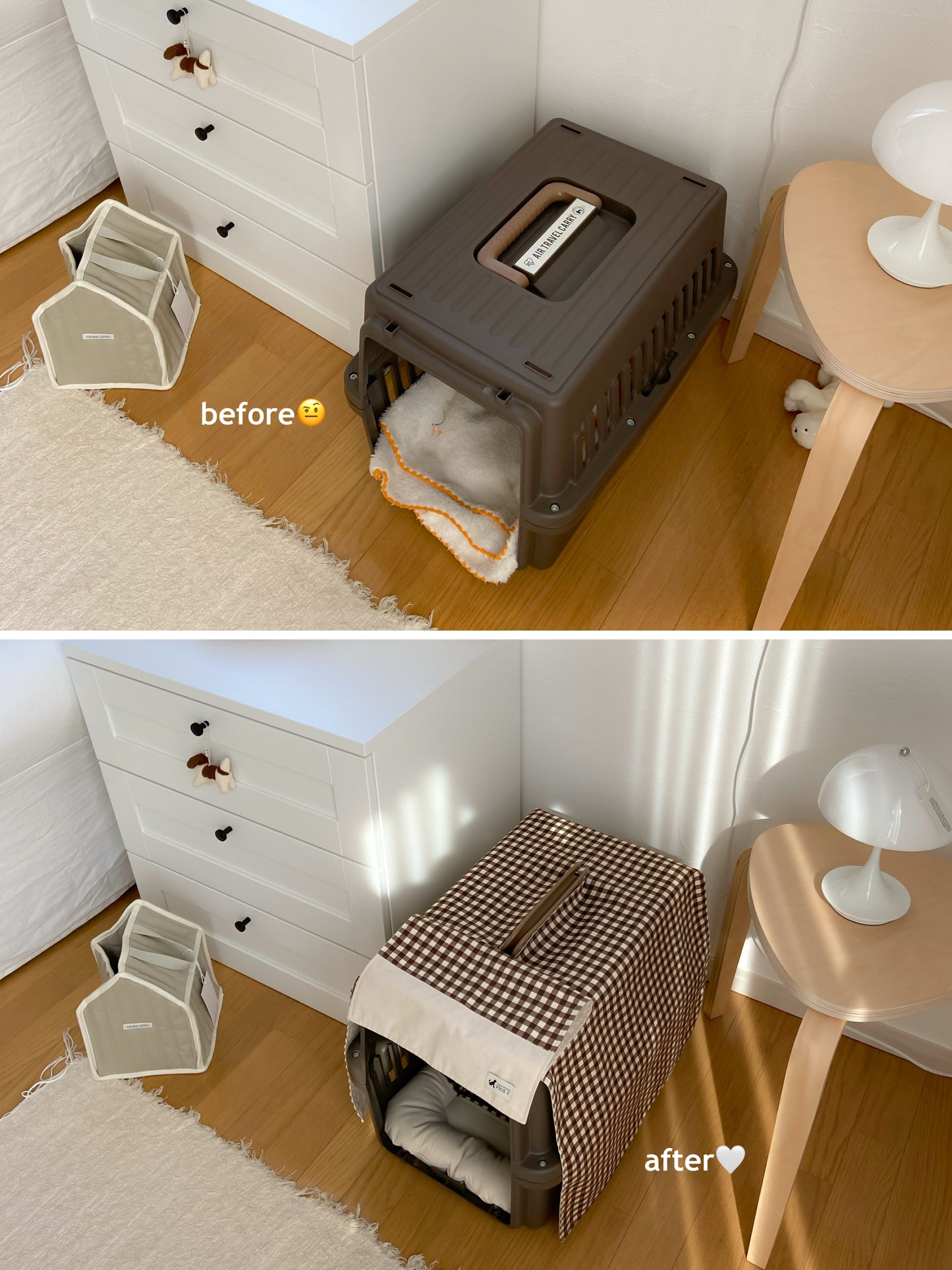 【送料無料】犬・猫用 クレートカバー｜かぶせるだけで落ち着く安心空間｜綿100％・全５色　4サイズ展開｜FIOLY　ギンガムチェック柄